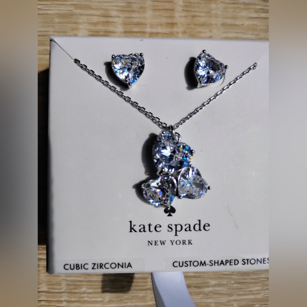 Kate Spade cluster hearts necklace and earrings set